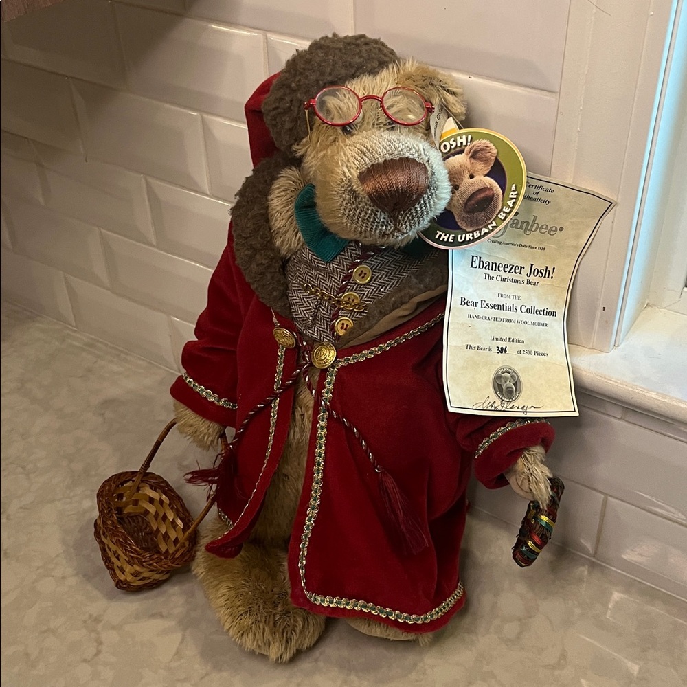 Effanbee Mohair Oh Josh as Ebaneezer Christmas Bear new with tags  Retired NWT